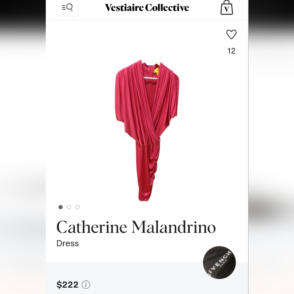 Catherine Malandrino Asymmetrical Silk Knit Dress Fuschia Pink Size M